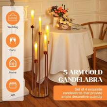 5-Head Candle Holder Set, Electroplated Wedding Aisle Candle Stand, Wedding Decoration For Hotel, Restaurant, Birthday Party, Home