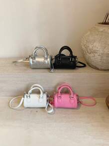 Bolso de mano con diseño de letra, mini bolso tipo almohada, bolso bandolera para niñas - A - Ver 2