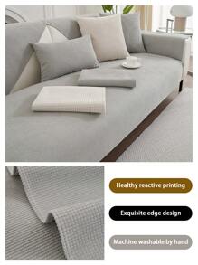 1pc Corn Velvet Solid Color Sofa Cushion, Style Pet Friendly Anti-Dirty Anti-Slip Sofa Cover, Autumn/Winter Anti-Scratch Sofa Protector Suitable For L-Shaped Combination Sofa And 1/2/3/4 Seat Sofa - Light Grey - View 5