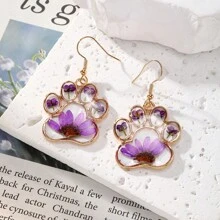 1 对蓝色永生花合金手工树脂花吊坠耳环