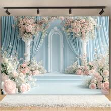 1 Piece Of Light Colored Floral Party Background Decoration, Brand New White Rose Multifunctional Polyester Background Decoration Hanging Cloth, 210 * 150/150 * 100/100 * 75cm, Very Suitable For Elegant Parties, Birthday Parties, Weddings, Home Decoration, Photography Background Decoration Products, No Power Supply Required