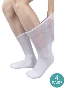 4 Pairs Diabetic Socks For Men Women Loose Fit Non-Binding Seamless Cuff Extra Wide Crew Socks
