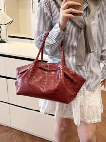 Dedoo 1buc FEISTURE Geantă de tote din piele intoarsa, de mare capacitate, de culoare solida, matura eleganta pentru femei, geanta de lucru in stil vintage, potrivita pentru fete, doamne, studenti, angajati de birou