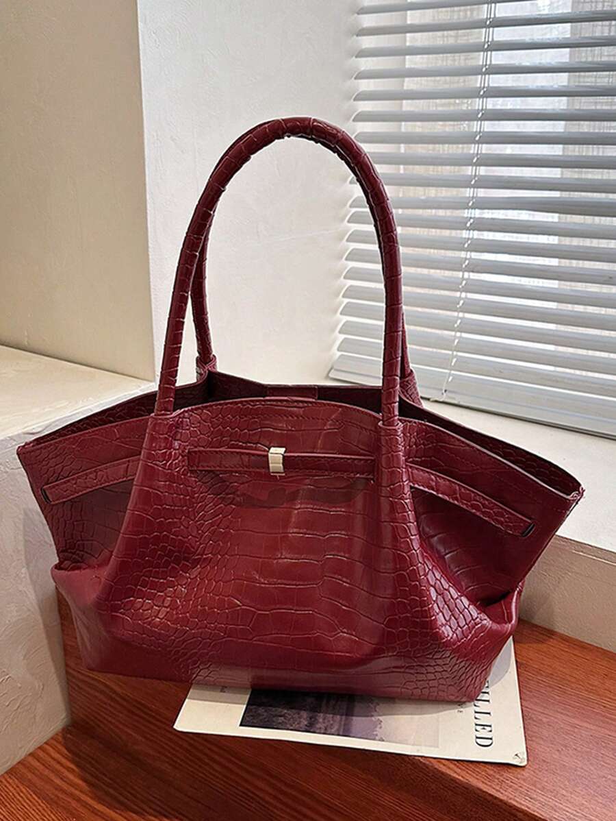 Dedoo 1buc FEISTURE Geantă de tote din piele intoarsa, de mare capacitate, de culoare solida, matura eleganta pentru femei, geanta de lucru in stil vintage, potrivita pentru fete, doamne, studenti, angajati de birou