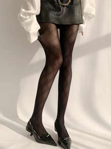 1 件性感女士半透明黑色紧身裤，适合节日派对 - 彩色 - 查看 5