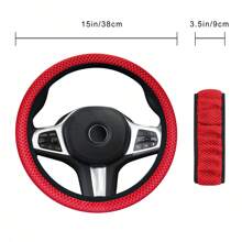 Three-Dimensional Mesh Breathable Sweat-Absorbing Comfortable Car Steering Wheel Cover Without Inner Ring For 38mm Auto Parts - Red - View 4