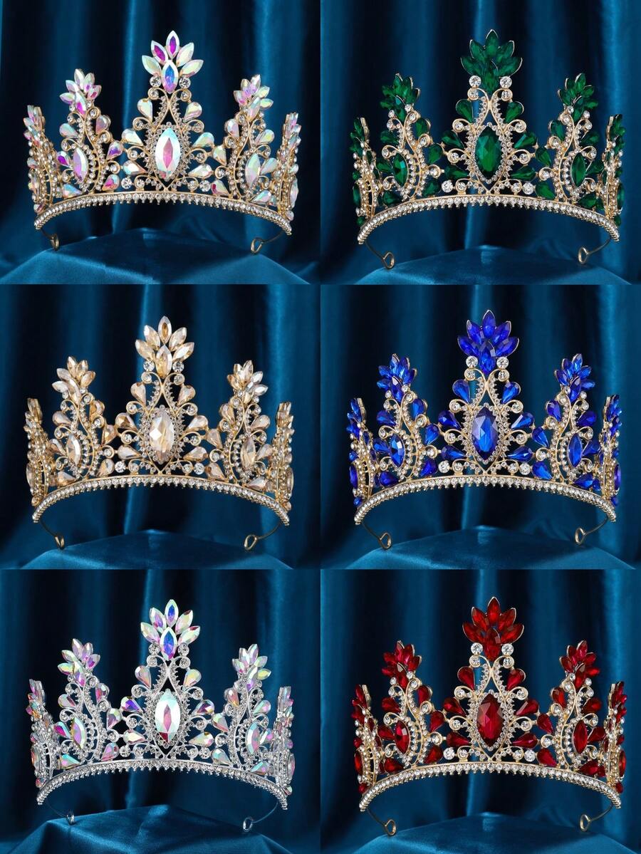 Crystal Tiara Crowns Rhinestone Crown With Combs For Women And Girls Crystal Queen Headbands Princess Headpieces Wedding Hair Accessories Bride Rhinestone For Pageant Birthday Prom - 彩色 - 查看 1