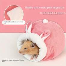 1 pièce Cage de litière pour hamster, maison d'hiver en velours de corail chaude, nid pour petits animaux, sac de couchage pour rongeur, lit douillet en polaire pour cochon d'inde, nid douillet pour petits animaux, couleur d'expédition aléatoire