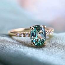 1 buc. Inel de logodnă rotund, elegant, placat cu aur de 14K, acvamarin, zirconiu cubic, accesoriu de lux pentru nunta de mireasă, cadou de bijuterii de ultimă generație pentru cei dragi, cadou de vacanță