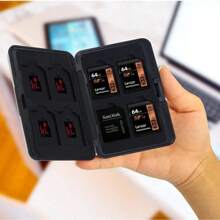 Aluminum SD And Micro SD Memory Card Case, Durable, Lightweight, Holds Up To 16 Memory Cards - Black - View 4