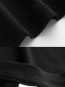 男童微笑标语印花圆领T恤，男童夏季休闲柔软T恤 - 黑色 - 查看 8