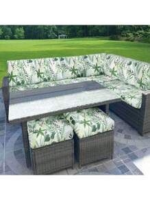 1pc Tropical Rainforest Leaf Print Milk Silk Sofa Cushion Cover, High Elasticity, Dust-Proof, Washable, All Season, Suitable For Outdoor Rattan Sofa