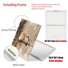1 bức tranh vải canvas phong cách cổ điển hình chú chim non màu nước trên cành cây có khung gỗ - tông màu trung tính, nền có họa tiết, tranh treo tường sẵn sàng để trang trí phòng khách và phòng ngủ, quà tặng lý tưởng, đồ trang trí chim - 1 cái - Xem 5