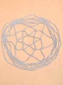 2025 Hollow Rhinestone Mesh Headpiece Wedding Head Chain Jewelry For Women Luxury Crystal Headband Head Cap Hat Hair Accessories - Silver - View 3