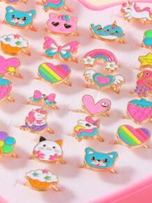 36 件/24 件/12 件锌合金环，3D 雕塑设计，可调节开口，油画技术，色彩持久，庆典礼品盒包装，日常穿着和化妆派对的散装包装