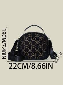 2025 Spring New Fashionable Versatile Handbag, Retro Style Shoulder Bag With Double Zipper, Simple Crossbody Round Bag - Black - View 9