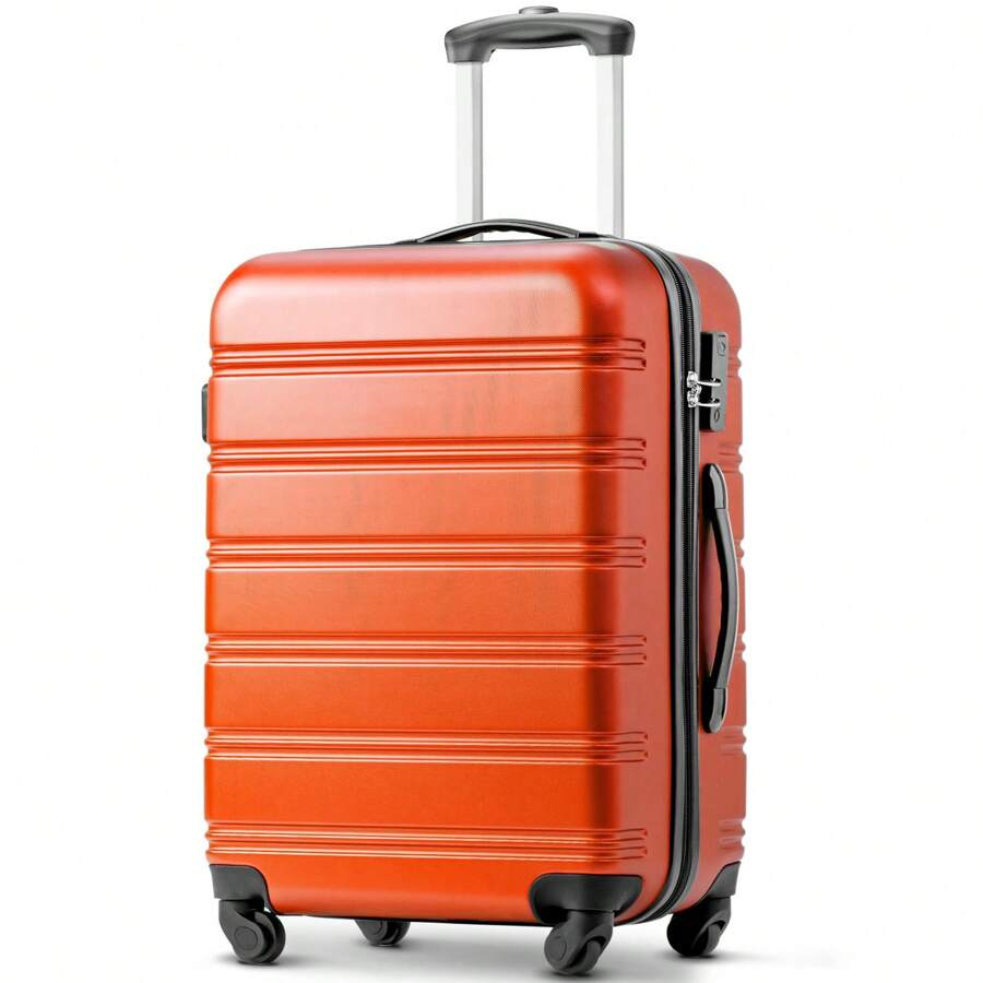 ABS Hard Shell Travel Trolley Suitcase 4 Wheel Luggage Set Hand Luggage, 28", (Black/ Golden/ Purple/ Orange/ Red) - Orange - View 1
