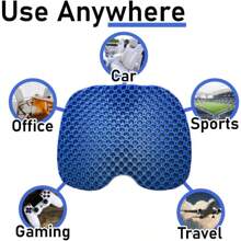Large Blue Gel Seat Cushion - Honeycomb Cooling Seat Cushion Back Support, Pressure Relief & Long Sitting - Non-Slip Cushion Traveling, Wheelchair, Car Seat, Office & Gaming Chair - Màu xanh lam - Xem 5