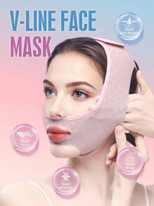 1 件装日夜两用粉色 V 形面膜，V 形塑脸睡眠面膜，带弹力提拉带，女士护肤美容工具