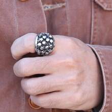 1Piece Water Proof Won't Turn Green Stainless Steel Chunky Punk Gothic Skulls Men's Ring - Silver - View 4