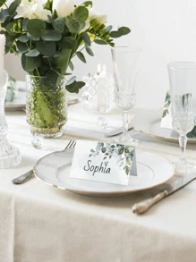 20/50/100 Stück elegante Olivenblattplätzchen für Hochzeiten, aquarellgrüne Blätter faltbare Tischnummern, geeignet für Hochzeiten, Partys, Taufen, Feiern, Abendessen, wo Namensschilder beschriftet werden können