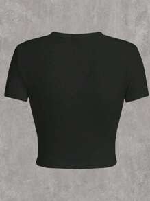 定制女士短袖T恤，可添加您自己的文字（名人名言/个性化词语/姓名/数字/短语等），时尚、休闲、简约、个性化、定制、独特，男装、胶囊衣橱、男士基础款/街头服饰，送给他的理想礼物，男友、家人、朋友，生日、度假/节日、学校/比赛、运动/攀岩，季节性精选，户外运动，定制女士黑色夏季运动上衣，健身服 - 黑色 - 查看 6