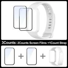 2pcs Screen Protectors+1pc Silicone Strap For Redmi Band 3 Sport Bracelet For Compatible With Xiaomi Smart Band 9 Active Wristband Cover Accessories - one-size - View 13