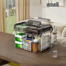 大容量双层透明PVC药品收纳盒 - 取用方便，适合居家及旅行，无需电源，轻巧便携，磨砂表面，可放置于台面，独立设计，容量小于3.2立方英尺，最大高度27英寸，防水，翻盖式封口，多用途收纳盒 - 灰色 - 查看 15