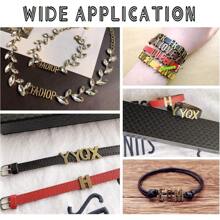 156 piezas, 6 sets de cuentas deslizantes con letras del alfabeto en bronce antiguo, cuentas planas para pulsera, encantos de letras A-Z, cuentas retro sueltas para pulseras plano y brazaletes deslizantes