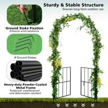 Lifezeal Garden Arch Arbor Trellis With Gate 7.5 Ft Patio Archway Pergola For Wedding Summer Birthday Gifts Beach Back To School School Supplies Room Decor - Black - View 7
