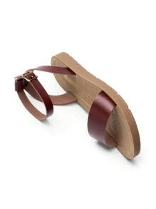 Women'S One Band Ankle Strap Buckle Flat Sandals - màu nâu - Xem 7