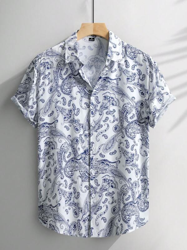 Men's Batik Starfish Print Short Sleeve Vacation Shirt