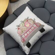 4 件复活节彩蛋和兔子图案 17.7 * 17.7 英寸单面毛绒枕套，适用于派对、装饰、卧室、客厅、沙发、汽车、装饰垫（不含枕芯） - 彩色 - 查看 8