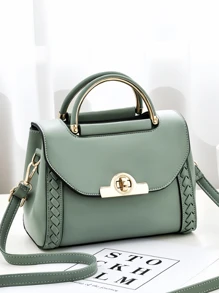 New White Fashion Full Color Matching Pu Flap Handbag, Perfect Office And Work Women's Bags, Mother's Day Gift, Mom's Gift, Mom's Essentials, Mom's Going Out Bag, Fashion Business Casual Women's Bags, Perfect For Office, Business And Work, Business Casual Women's Bags, Perfect For Office, Business And Work, Woven Tote Handbags Small Bag 2025 New Fashionable Locking Small Square Bags Shoulder Crossbody Bags