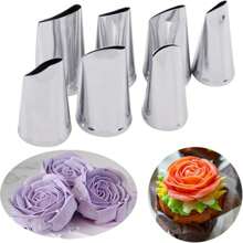 5 Stücke/Set Spritztüllen zum Erstellen von Rosenblüten-Formen, dekorative Zuckerguss-Tülle, Backwerkzeuge und Kochutensilien - Silber - Übersicht 10