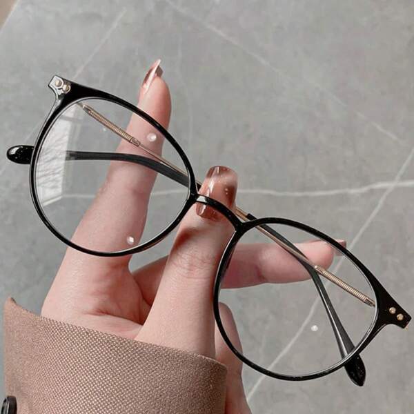 1 par de gafas casuales con montura redonda para mujeres, con lentes claras, para lectura diaria, juegos, televisión y teléfonos, accesorios de gafas claras para mujeres