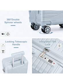 SOMAGO Travel 3 Piece Luggage Sets With A Cosmetic Case Expandable Suitcase (Only 24") Traveling Hardside Polycarbonate Lightweight Suitcases With 4 Wheels TSA Lock YKK Zippers - Blue - View 5