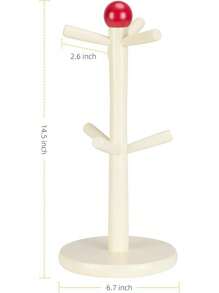 Coffee Mug Holder, Wood Mug Holder, Mug Tree With 6 Hooks Stand For Countertop, Mugs Organizer Coffee Bar Accessories And Decor Coffee Organizer Station, Cream(MH371)