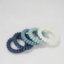 5pcs/Set Transparent Blue Phone Cord Style Ponytail Holders, Fresh Minimalist Sweet Scrunchies, Fashionable Versatile High Elasticity Hair Ties, Suitable For Daily Decoration, Outdoor Leisure, Commuting, Sports ,Hair Rope Hair Accessories Head Accessories Rubber Bands - 5pcs Dark Blue Telephone Cord Hair Band - View 14