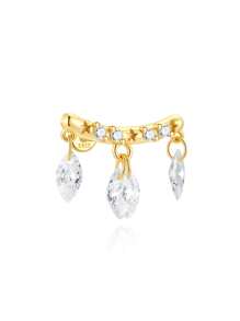 1 pièce Boucle d'oreille étoile et lune à pompons superposés pour femmes | Bijou hypoallergénique en argent sterling 925 | Boucle d'oreille clou de style de luxe, légère pour un port quotidien, soirée, mariage | Cadeau de Ramadan