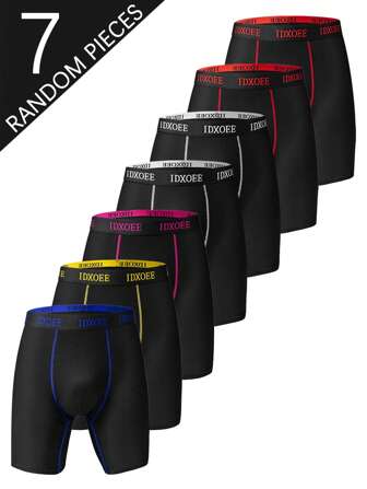 7pcs Men's Comfy Skinny Fit Shapewear Underwear - Breathable, Stretchy, Quick-Drying, Elastic Waistband, Long Boxer Briefs Shorts For Spring Workout, Sports, Casual Wear - Soft, Lightweight, Moisture-Wicking.