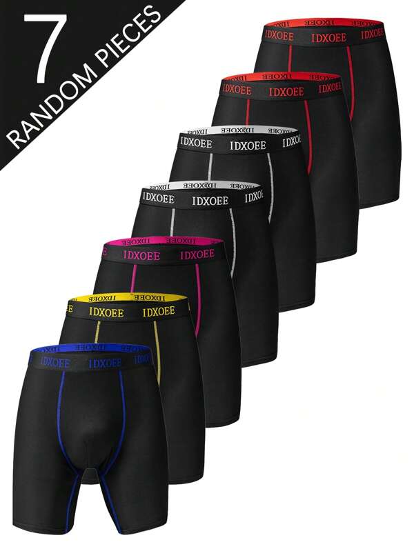 7pcs Men's Comfy Skinny Fit Shapewear Underwear - Comfortable And Loose, Long Boxer Briefs Shorts For Spring Workout, Sports, Casual Wear - Soft, Lightweight, Men's Long Pants Flat Cornered Underwear.