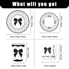 Black Bow Tableware Set Bow Birthday Party Supplies Conquette Birthday Decorations Includes Pink Bow Paper Plates Cups And Napkins Pink Bow Theme Tableware Birthday Party Supplies Bow Birthday Party Decor - Black - View 3