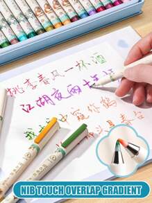 1 Box 6/12 Colors New Chinese Style Soft Tip Markers, Fine Art Markers For Drawing, Painting, Calligraphy, Signature, And More Creative Projects - Multicolor - View 4