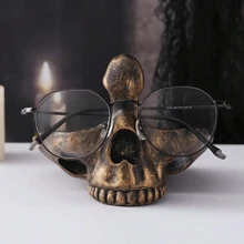 1pc Resin Craft Skull Head Eyeglasses Holder Frame Home Decor Halloween Decor Fall Decor Room Decor - Multicolor - View 1