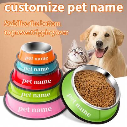 Tigelas personalizadas para animais de estimação, gravura personalizada em memória de animais de estimação, tigelas de aço inoxidável antiderramamento para cães e gatos, tigela de comida única, suprimentos antiderrapantes para animais de estimação para cães grandes