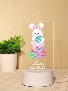 1pc Customized Text Night Light, Warm Light, Acrylic Material, LED Atmosphere Lamp, Room Decor Unique Lamp, Bedside/Desktop Decoration, USB 5V 1A Powered, Easter Gifts, Easter Home Decor, Personalized, Unique Ideal Gift For Him, Her, Boyfriend, Girlfriend, Mom, Dad, Family, Friends, Living Room, Bedroom, Tea Room, Home, Dining Room, Office, School