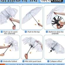 Transparent Umbrella Travel Size Folding Umbrella Compact Lightweight Windproof Rain Umbrella Clear Umbrella For Kids Adults Wedding Photography Travel Use - Multicolor 2 - View 10