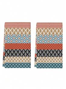 2pcs Bohemian Style Kitchen Towel Set, Mandala Pattern Dish Cloth With Strong Absorbency, Kitchen Hand Towel, Rustic Holiday Home Decor - Multicolor - View 4