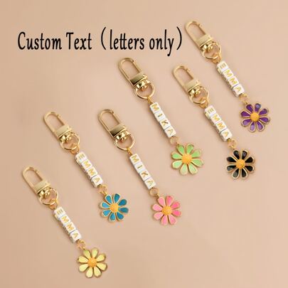 1pc Custom Name Charm For Backpack, Personalized Bag Charm With Flower Purse Accessory Customized Bag Decoration Keychain,Colorful,Cute,Adorable,Funny,Kawaii,Y2K,Stylish,Unisex,Casual,Custom,Personalized,Unique,Customized,Ideal Gifts For Him,Ideal Gifts For Her,Her,Boyfriend,Girlfriend,Family,Friends,Youth,For Anniversaries,For Valentine's Day,For Mother's Day,For Birthdays,For Youth's Day,For Father's Day,For Graduation,For Weddings,For Housewarming,School Supplies,Back To School,For Office,For School,For Classroom,For Teacher Gifts,For University,For Colleague,For Dorm Rooms,For Teacher,For Boys And Girls,For Teenagers,Junior High School Students,Middle School Students,High School Senior High School Students,College Students,University Students,Freshman,Sophomore,Underclassmen,Delicate Romance, Utilitarian Chic